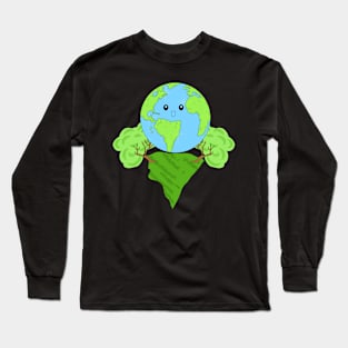 Mother Earth on land in nature, Eco-friendly concept. Long Sleeve T-Shirt